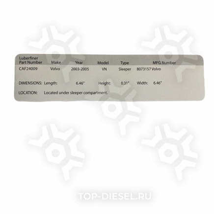 CAF24009 Фильтр воздушный кабины Volvo VNL 670/780 Luber-Finer купить рис.3